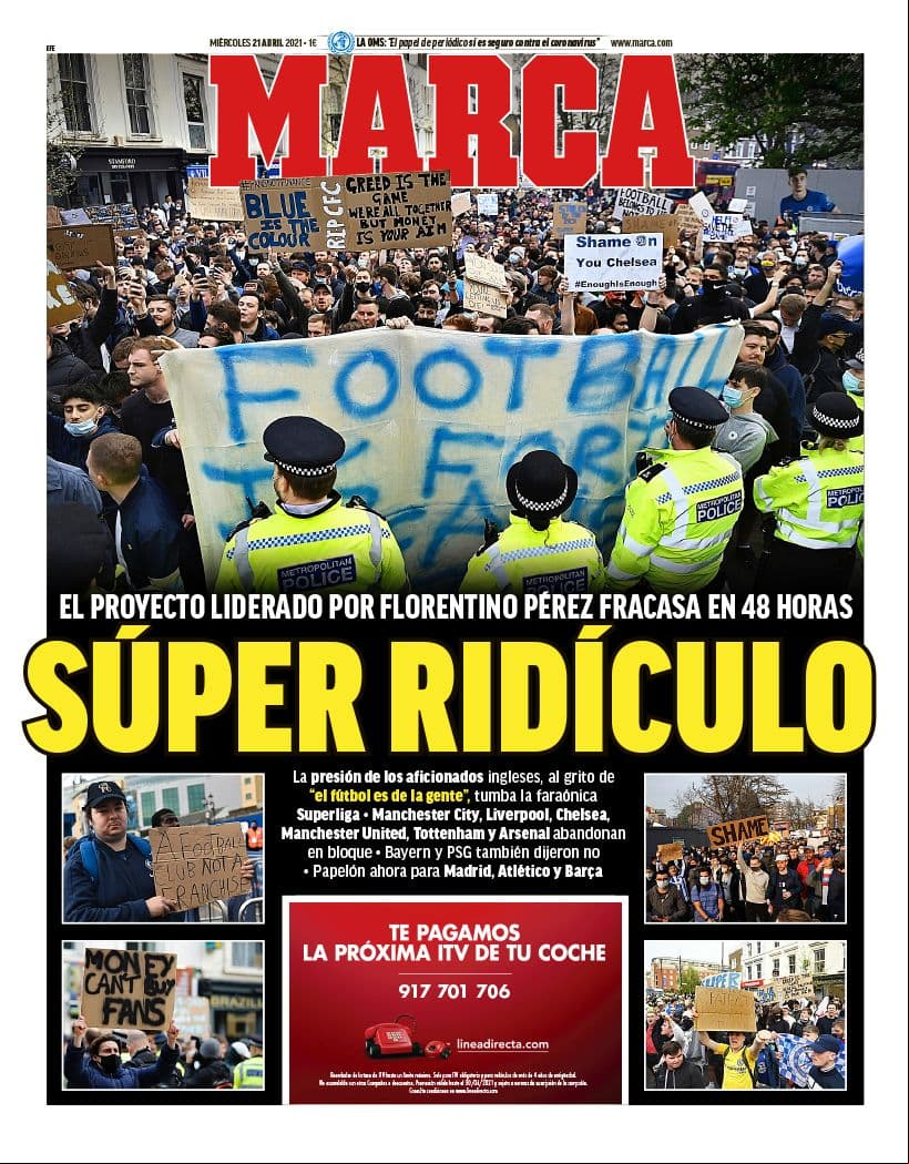 Tras varias horas de incertidumbre en el futbol europeo, el día de hoy se ha hecho oficial la suspensión del proyecto de la Superliga europea.