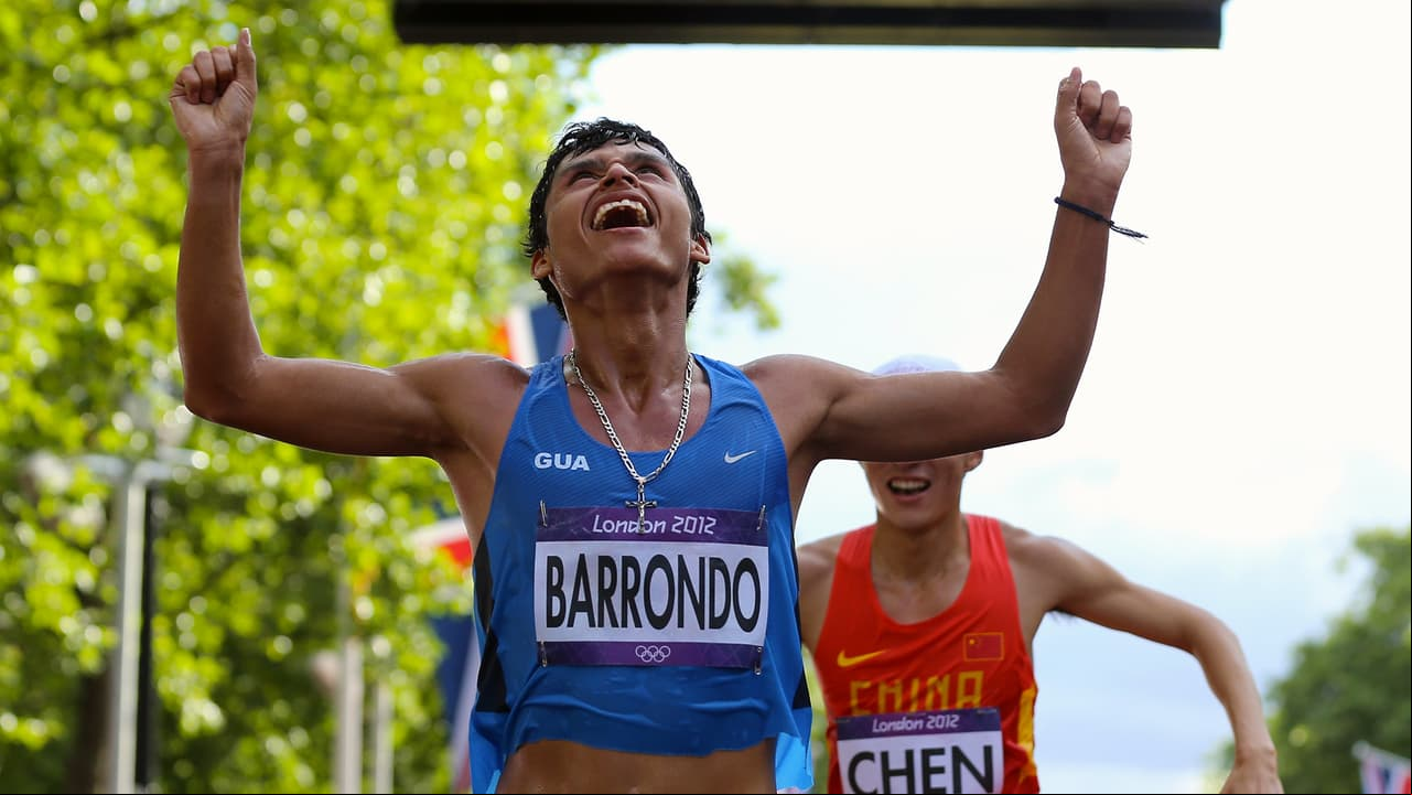 Erick Barrondo, al cruzar la meta de los 20 kms. de marcha en Londres 2012.