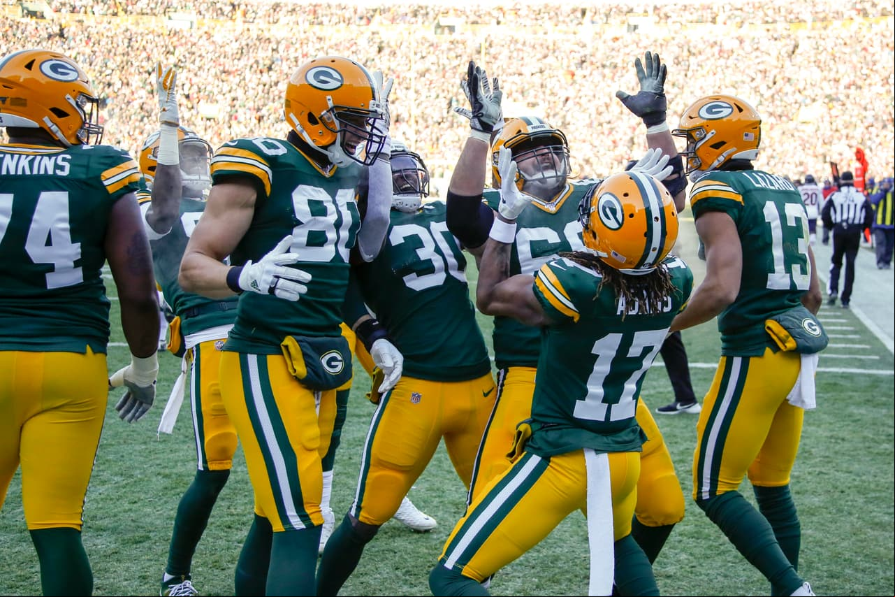 <b>4.- Green Bay Packers (#8 según NFL)</b>
<br>- Son, ni más ni menos, que los finalistas de la Conferencia Nacional.
<br>- Con Aaron Rodgers como su principal figura, complementado con Davante Adams, los Packers volverán a ofrecer batalla.