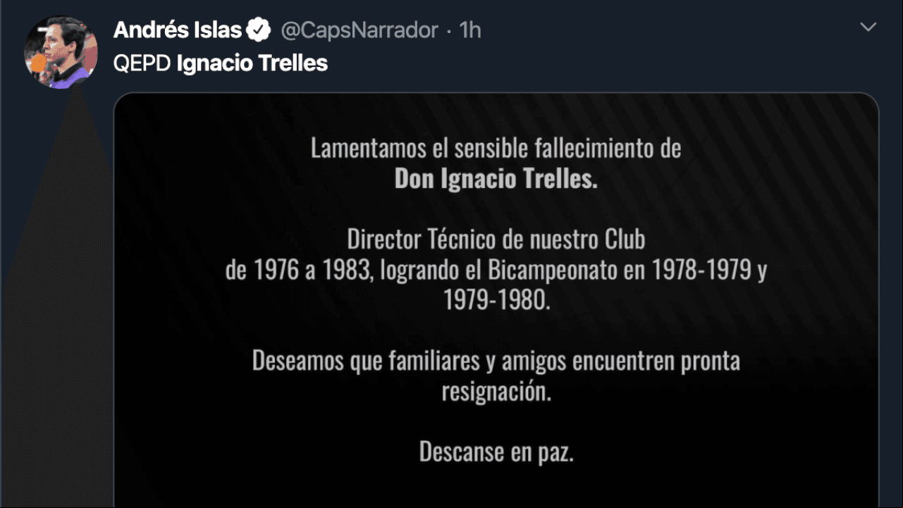 Así reacciona el mundo futbolístico ante el fallecimiento de Ignacio Trelles a sus 103 años.