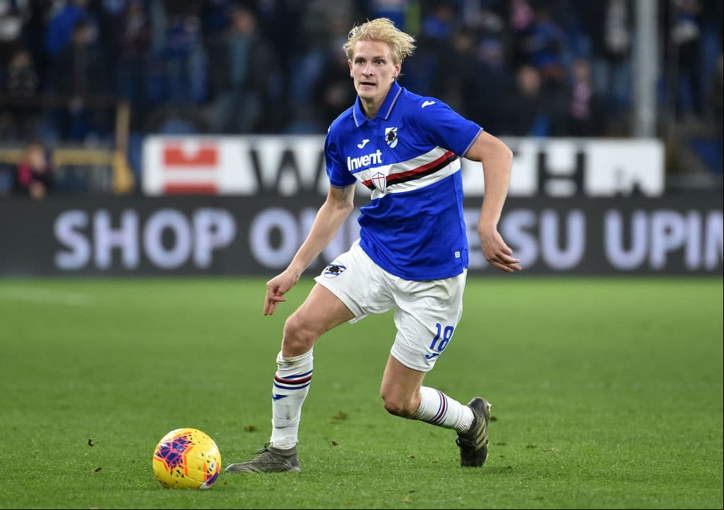 GENOA, ITALY - DECEMBER 08: Morten Thorsby of UC Sampdoria in action during the Serie A match between UC Sampdoria and Parma Calcio at Stadio Luigi Ferraris on December 8, 2019 in Genoa, Italy. (Photo by Paolo Rattini/Getty Images)