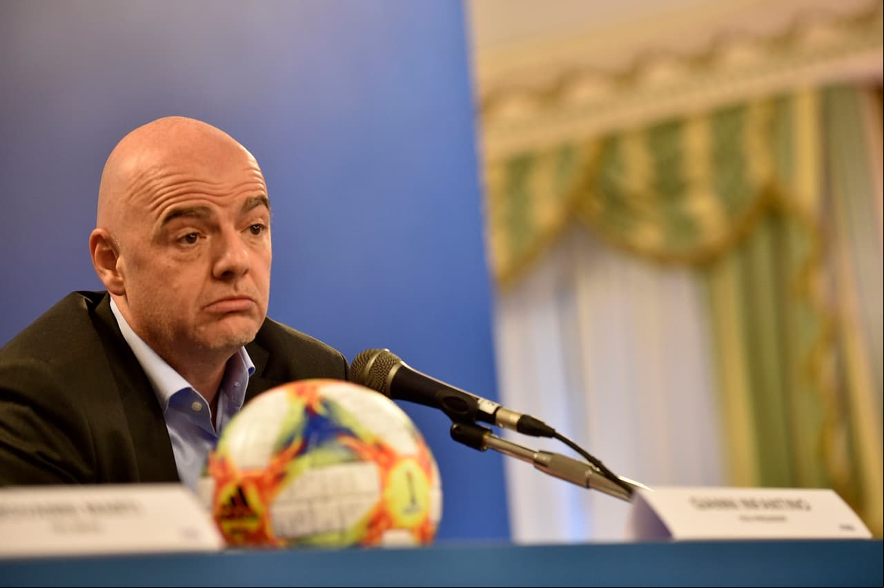 ROME, ITALY - FEBRUARY 27: President of FIFA Gianni Infantino attends the FIFA executive football summit press conference on February 27, 2019 in Rome, Italy. (Photo by Marco Rosi/Getty Images)
