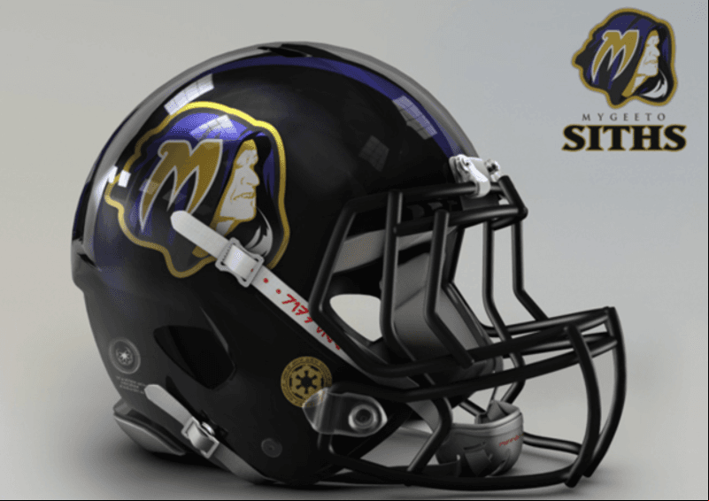 <b>Baltimore Ravens</b>
<br>Lo de los Mygeeto Siths esuna locura, si el casco de los Ravens es hermos, éste no se queda atrás.