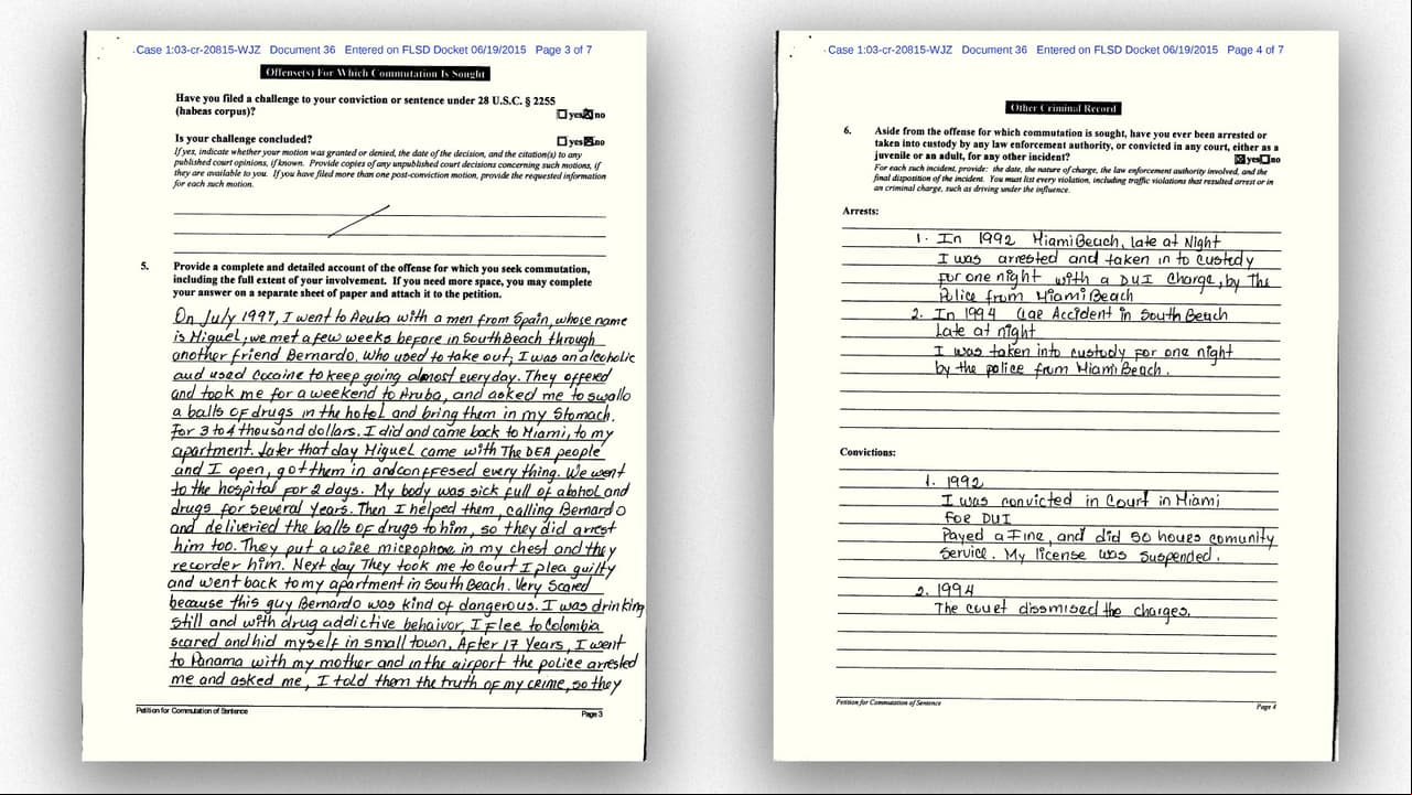 Esta es la carta que escribió desde prisión la mujer que transportó droga para hermano de la vicepresidenta de Colombia