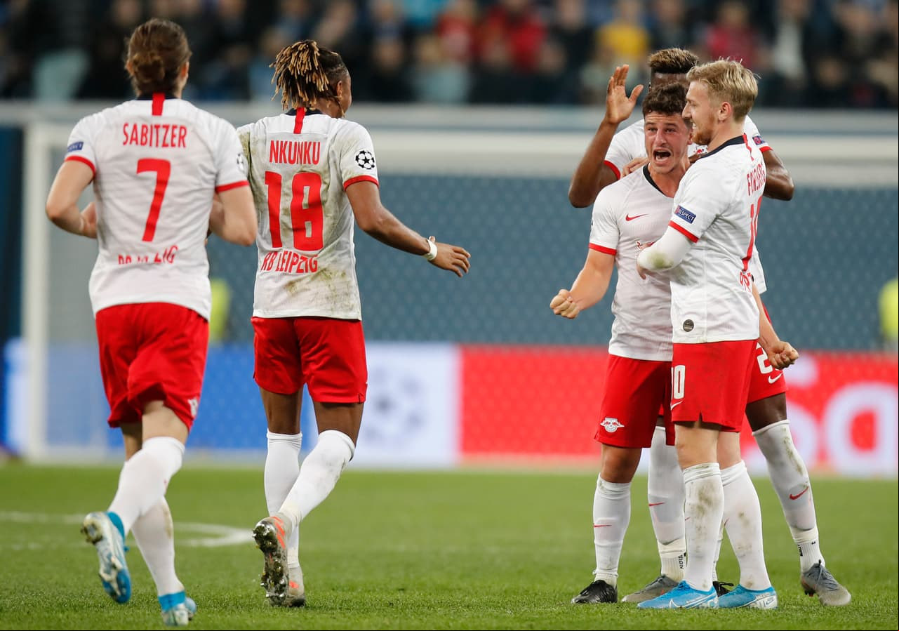 Diego Demme celebra su gol durante el partido contra el Zenit.