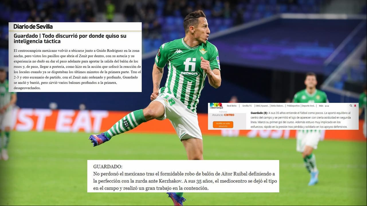 Andrés Guardado es elogiado en España tras su actuación en la Europa League