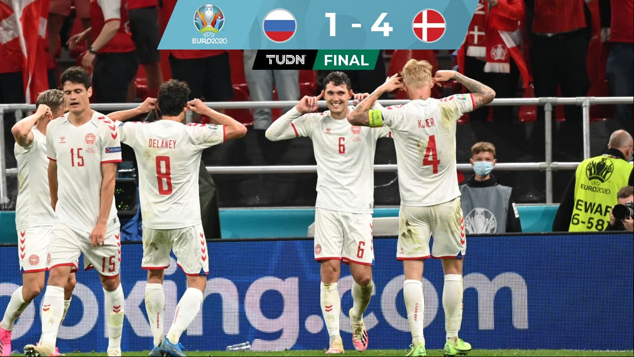 Dinamarca golea a Rusia y avanza a Octavos de Final de la Euro 2020