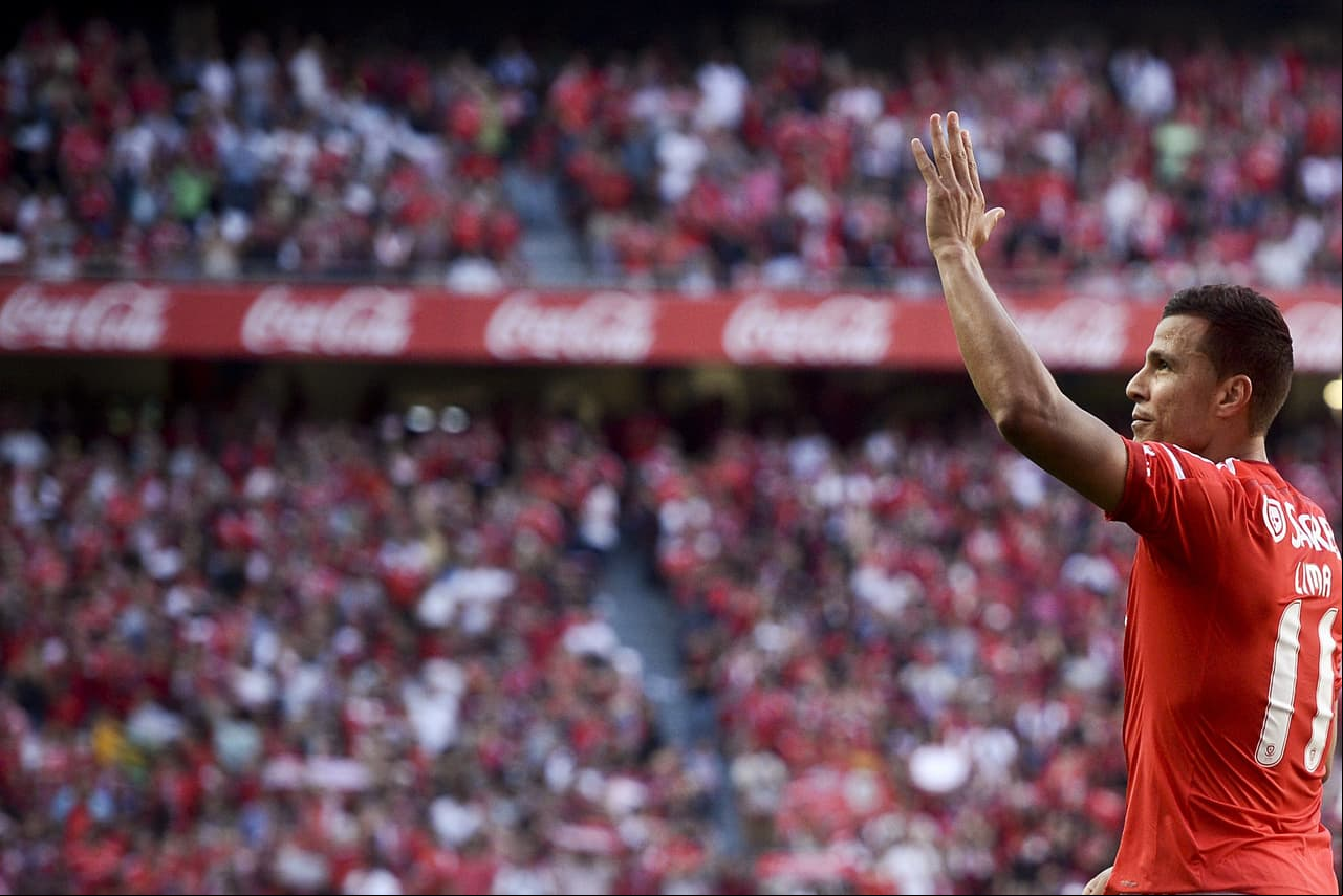 Rodrigo Lima celebra su gol ante Marítimo.
